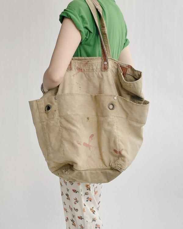 VINTAGE Military fabric remake tote bag - T I C O G / V E R I O