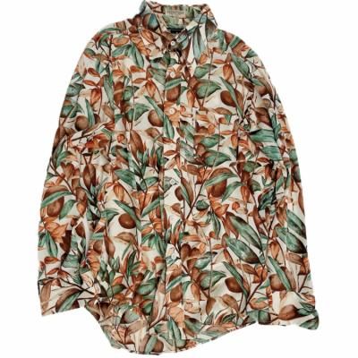 70s VINTAGE long-sleeved shirt "plant pattern"