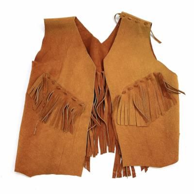 VINTAGE Suede Leather fringe vest "Handmade"