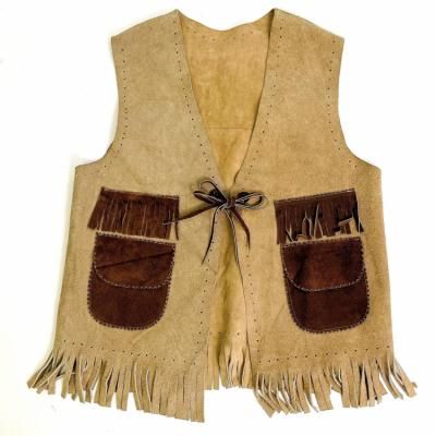 VINTAGE Suede Leather cutback fringe vest