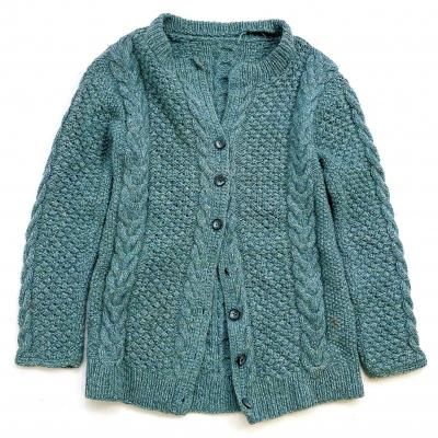 VINTAGE Wool knit cardigan "Blue-green"

