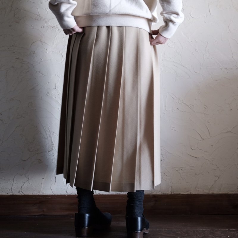 Charpentier de Vaisseau Pleated Skirt Wool Long ミルドサージ 