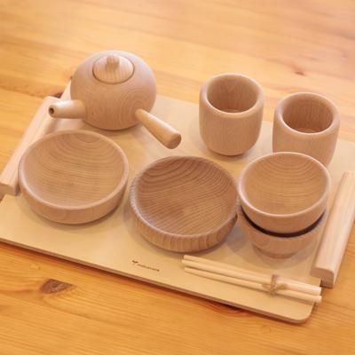 木遊舎 ままごとお食事・急須・トレーセット|ブナの無塗装ままごとセット