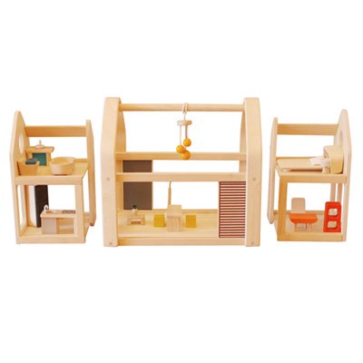 PLANTOYS（プラントイ）の木製ドールハウス - シンプルでおしゃれな家具が一式揃っています。おままごと遊びや人形遊びにもオススメ。
