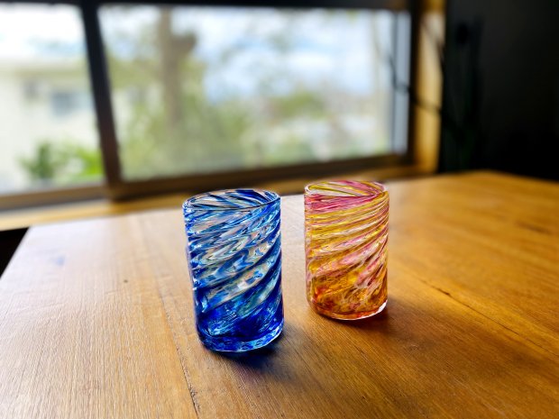 琉球ガラス/chura spiral glass(L)