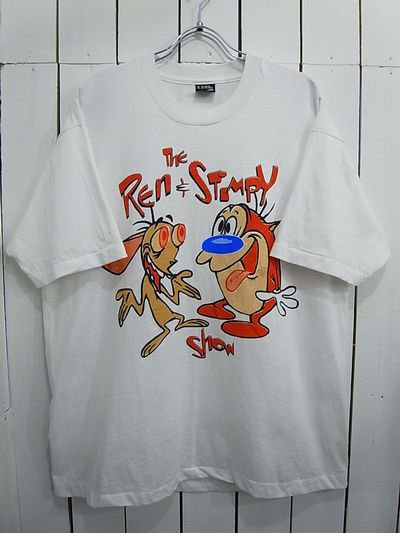 90s SCREEN STARS The Ren and Stimpy Show Print T-shirt MADE IN USA
