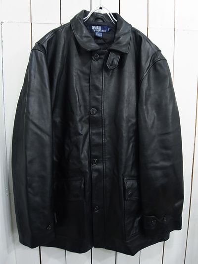 90s Polo by Ralph Lauren Leather Car Coat - S.O used clothing 