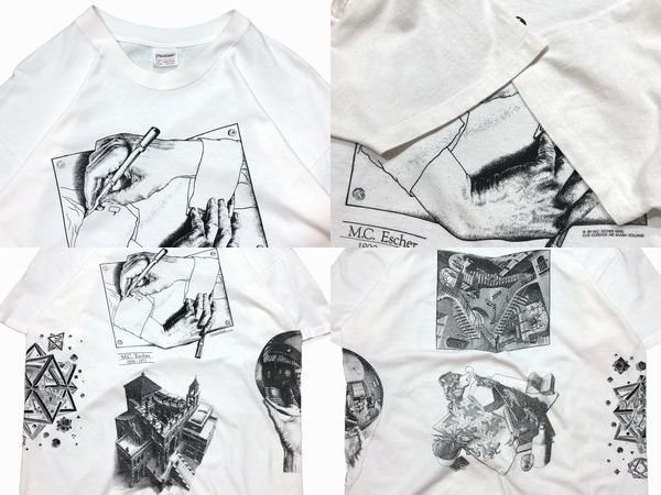 89s M.C. Escher Multi Print Tshirt - S.O used clothing Online shop