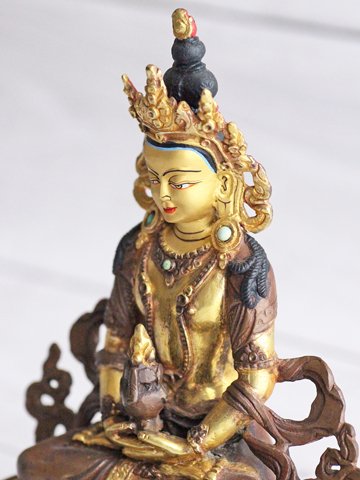 ブロンズ製 無量寿菩薩・アミターユス像 阿弥陀如来 22センチ チベット密教 - インテリア小物