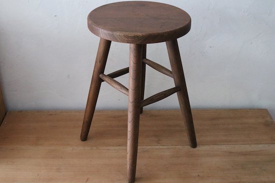 昭和の丸椅子/木のスツール/古い丸椅子/濃茶/高さ45cm - カフェ 