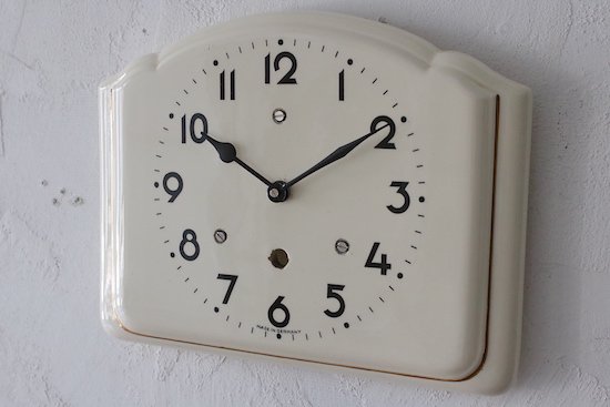 ユンハンス 陶器 壁掛け時計 ヴィンテージ陶器時計 - 掛時計/柱時計