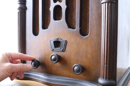 昭和レトロ“真空管ラジオ”/カセドラル型/スピーカーBluetooth/（茶散歩