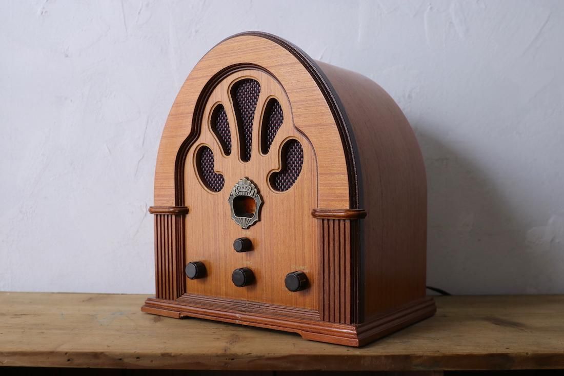 【通電確認済み】 アンティーク風ラジオ 木製レトロデザイン 178559750_th.jpg?