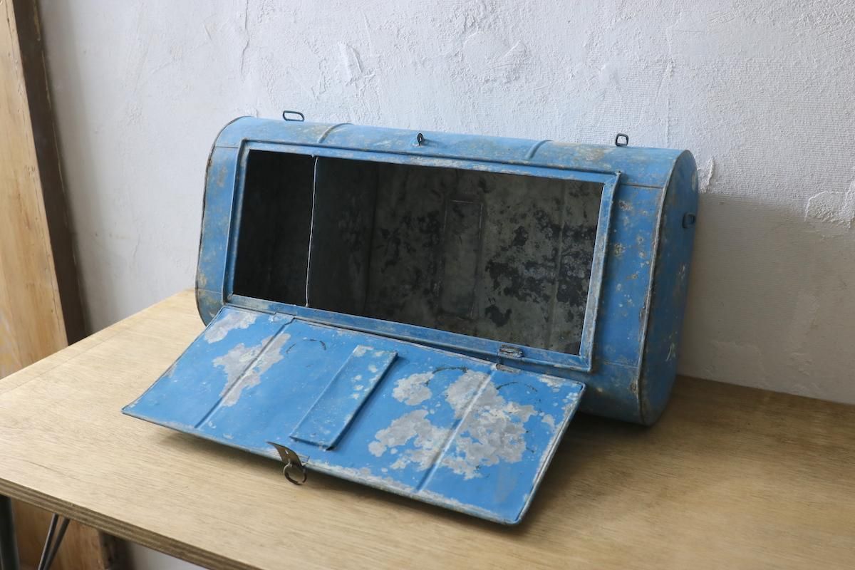 昭和レトロなブルーポスト/古い郵便受け/w45×d13×h23cm- カフェ