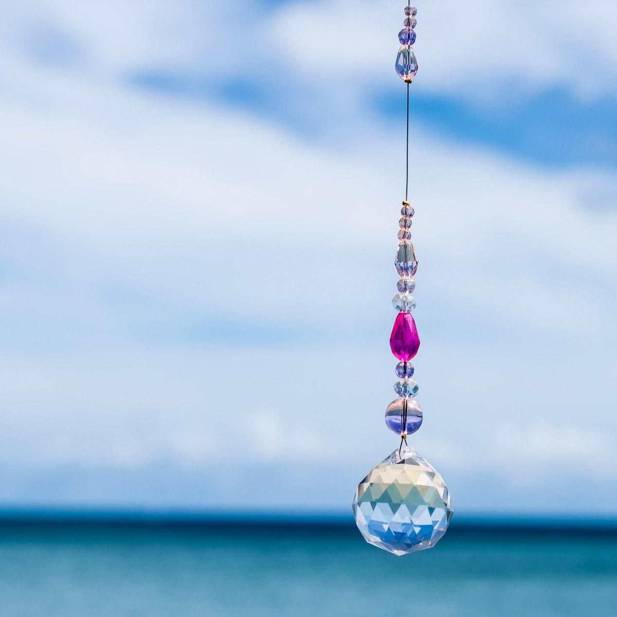 花～Passion Flower／サンキャッチャー - 天然石＋マクラメ