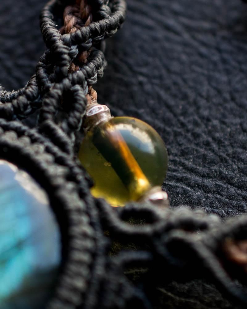 ラブラドライト＋ブルーアンバー／ネックレス - 天然石＋