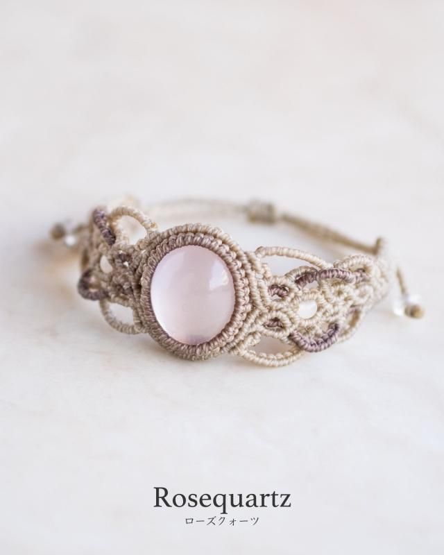 ♡ロードナイト ローズクォーツ ピンクトパーズなどマクラメネックレス
