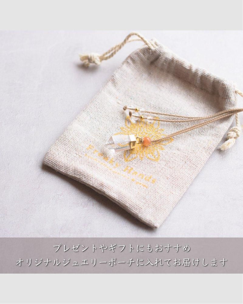 水晶＋サンストーン／マクラメペンダント | ネックレス - 天然石