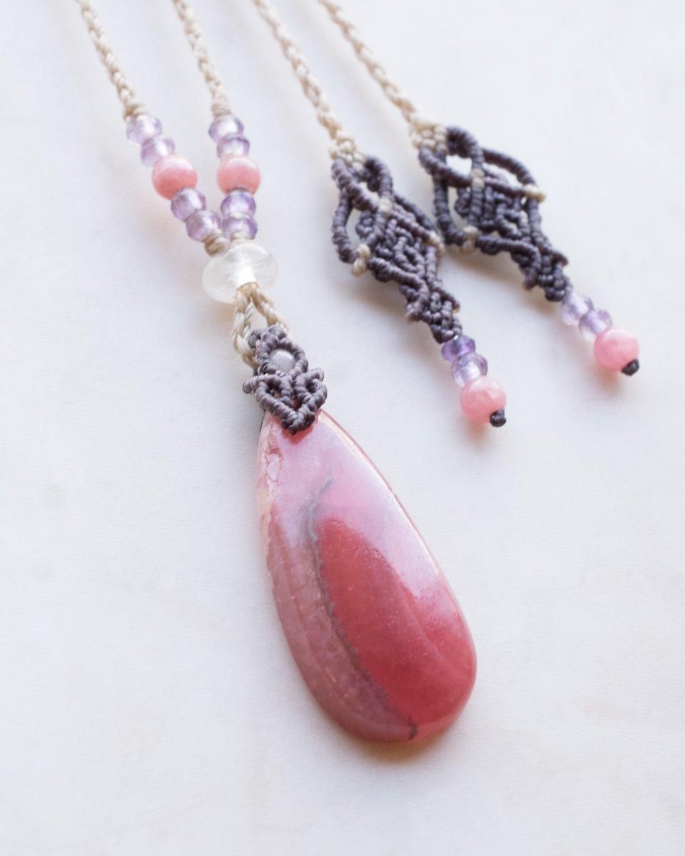 #1317 ♡インカローズ&ストロベリークォーツ天然石♡マクラメネックレス 1317 ♡インカローズ&ストロベリークォーツ天然石♡マクラメ