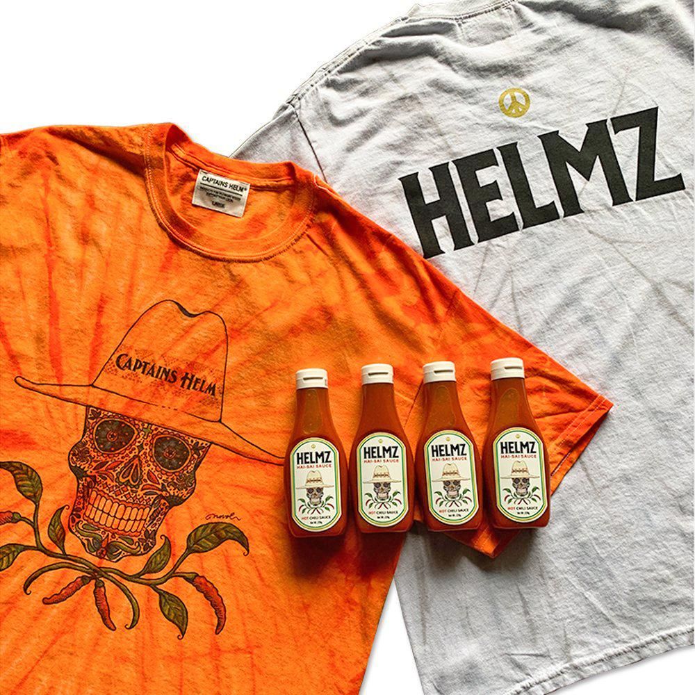 NOVOL x CAPTAINS HELM#MEXICAN SKULL CHILI TEE with HELMZ HAI-SAI SAUCE SET