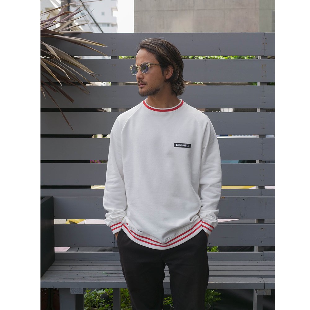 直売安い CAPTAINS HELM #LINE-RIB CREW SWEAT - トップス