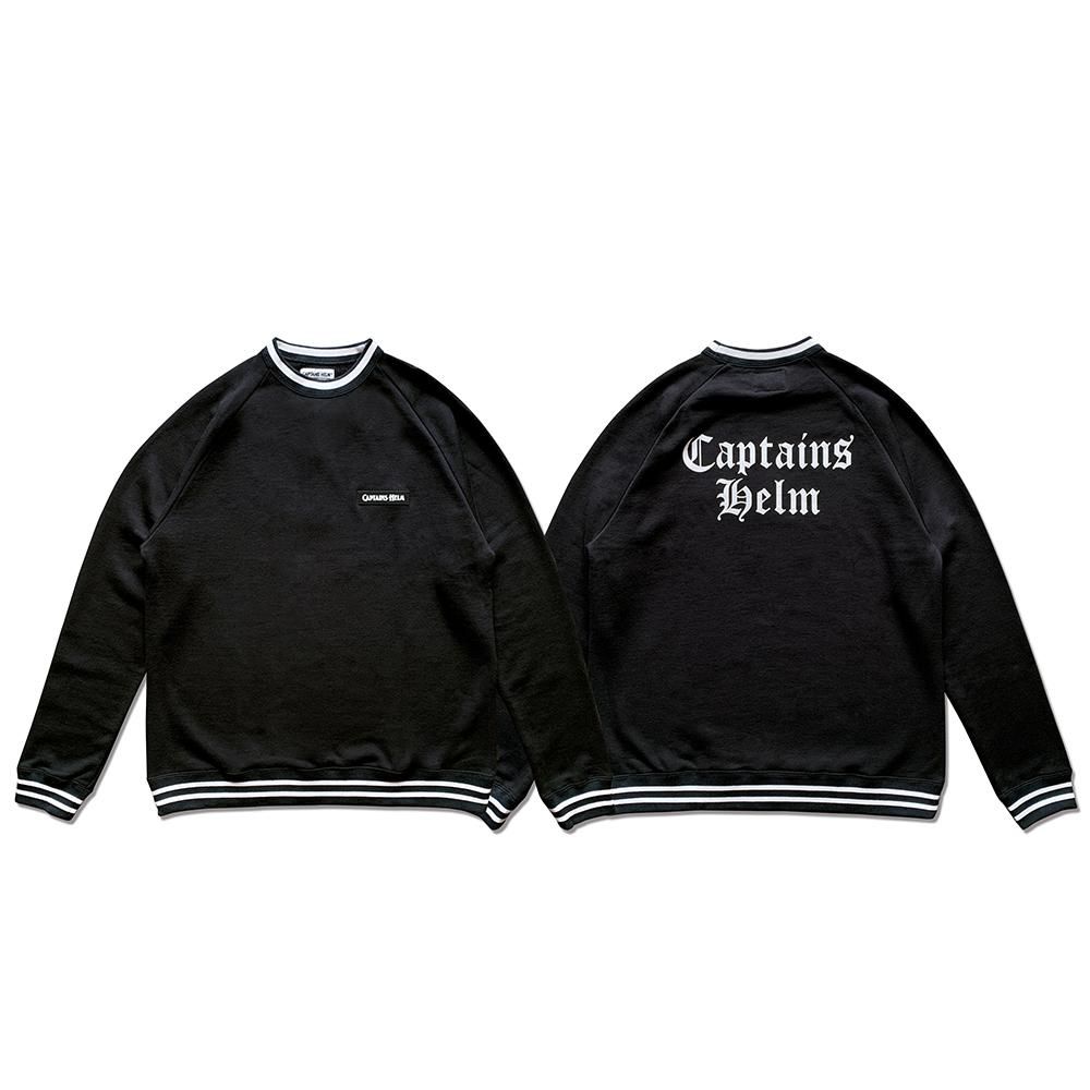 CAPTAINS HELM#LINE-RIB CREW SWEAT-BLACK