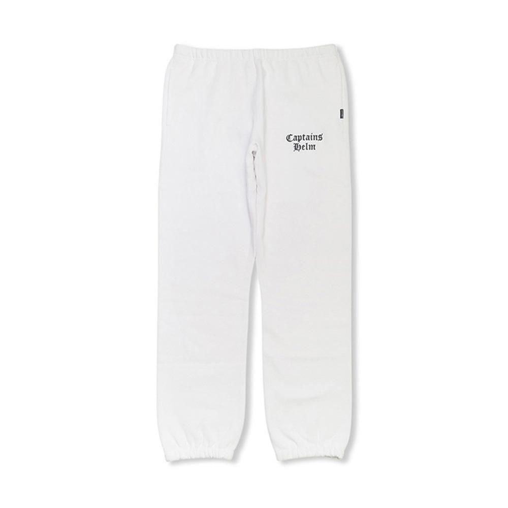CAPTAINS HELM #OLD ENGLISH LOGO SWEAT PANTS -WHITE-