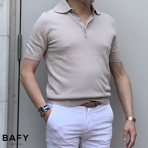 BAFY 【バフィ】 ラウンドカッタウェイカラー・ポロシャツ （Sand 