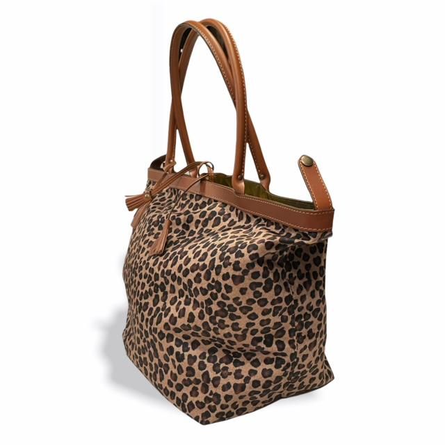 Felisi 【フェリージ】 Reversible Tote Bag ナイロン×バケッタレザー・リバーシブル・トートバッグ  （Leopard/Olive） - IL MARE ONLINE STORE ｜ イル・マーレ オンラインストア