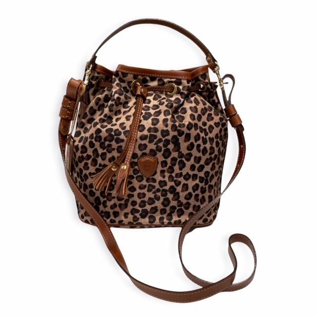 Felisi 【フェリージ】 Hand Bag with Strap ナイロン×バケッタレザー2WAY巾着型ハンドバッグ （Leopard） -  IL MARE ONLINE STORE ｜ イル・マーレ オンラインストア