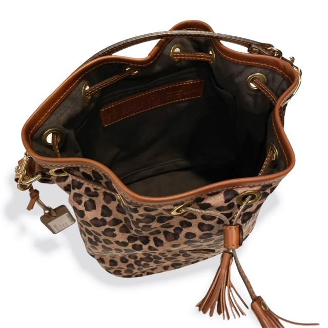 Felisi 【フェリージ】 Hand Bag with Strap ナイロン×バケッタレザー2WAY巾着型ハンドバッグ （Leopard） -  IL MARE ONLINE STORE ｜ イル・マーレ オンラインストア