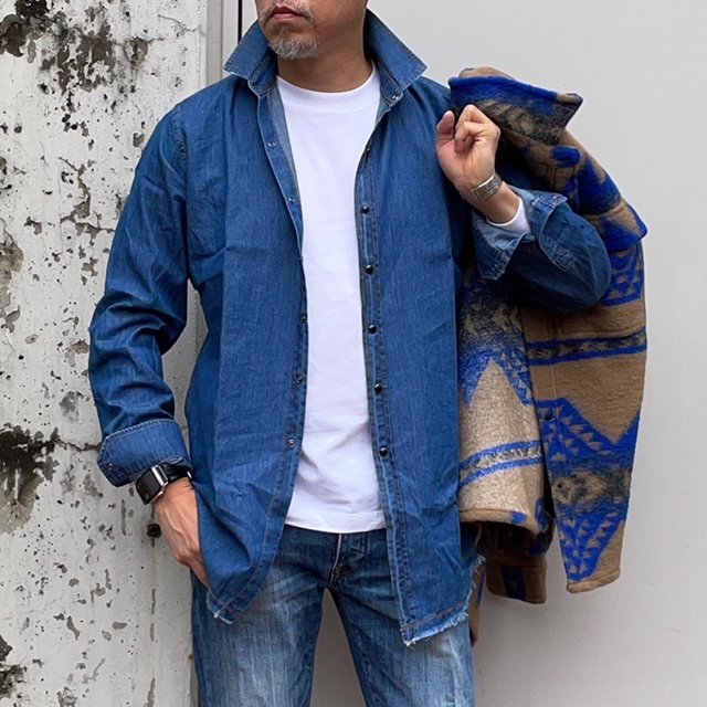 Macchia J. 【マッキア・ジェイ】 ”Azteco Print” ボイルドウール・アステカプリント・シャツジャケット （Camel-Blue）  - IL MARE ONLINE STORE ｜ イル・マーレ オンラインストア