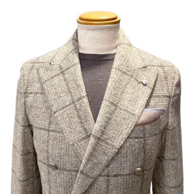 L.B.M. 1911 【エルビーエム1911】 ”Dandy Jacket 2813 Regular”  ウールジャージー・ウィンドウペーン・テーラードジャケット （Grey Beige） - IL MARE ONLINE STORE ｜ イル・マーレ  オンラインストア