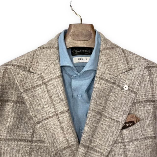 L.B.M. 1911 【エルビーエム1911】 ”Dandy Jacket 2813 Regular”  ウールジャージー・ウィンドウペーン・テーラードジャケット （Grey Beige） - IL MARE ONLINE STORE ｜ イル・マーレ  オンラインストア