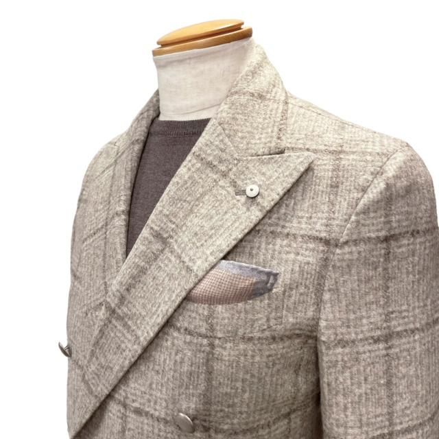 L.B.M. 1911 【エルビーエム1911】 ”Dandy Jacket 2813 Regular”  ウールジャージー・ウィンドウペーン・テーラードジャケット （Grey Beige） - IL MARE ONLINE STORE ｜ イル・マーレ  オンラインストア