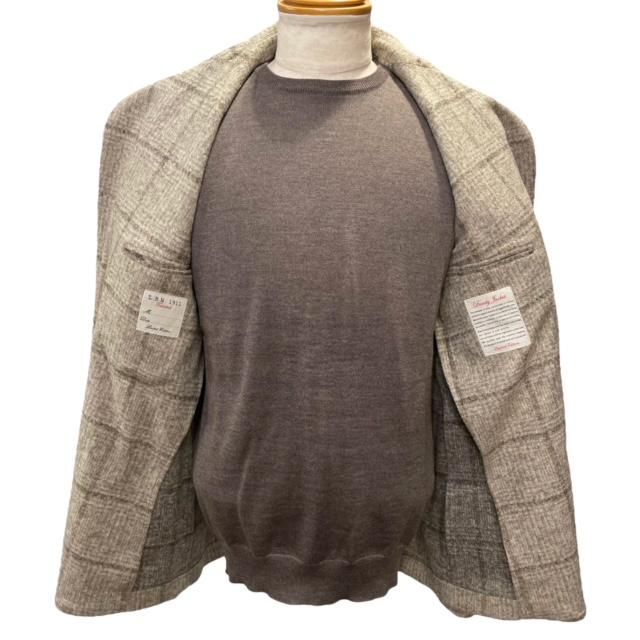 L.B.M. 1911 【エルビーエム1911】 ”Dandy Jacket 2813 Regular”  ウールジャージー・ウィンドウペーン・テーラードジャケット （Grey Beige） - IL MARE ONLINE STORE ｜ イル・マーレ  オンラインストア