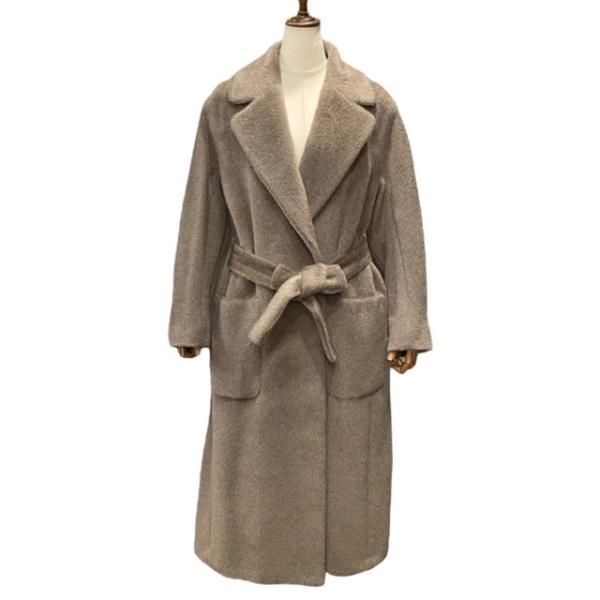 S Max Mara 【エス・マックス・マーラ】 ”MALESIA” アルパカシャギー（ビーバー）ベルテッド・ロングコート（Taupe） - IL  MARE ONLINE STORE ｜ イル・マーレ オンラインストア