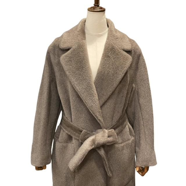 S Max Mara 【エス・マックス・マーラ】 ”MALESIA” アルパカシャギー（ビーバー）ベルテッド・ロングコート（Taupe） - IL  MARE ONLINE STORE ｜ イル・マーレ オンラインストア