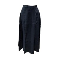 by basics 【バイ・ベーシックス】 ”Wrap around skirt long” OEKO-TEX&#174;リネン使用ラップスカート（Midnight Blue）