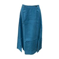 by basics 【バイ・ベーシックス】 ”Wrap around skirt long” OEKO-TEX&#174;リネン使用ラップスカート（Blue Sapphire）