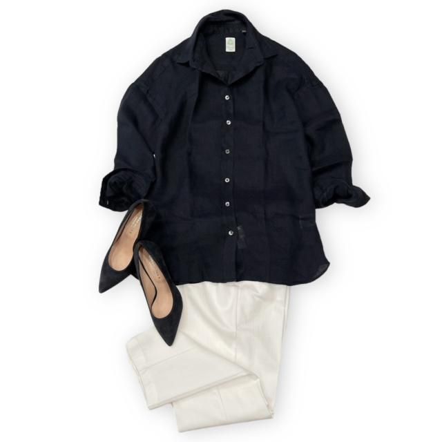 新品タグ付　Finamore(フィナモレ) GRACE-J リネンソリッドシャツ 21041002039_12.jpg