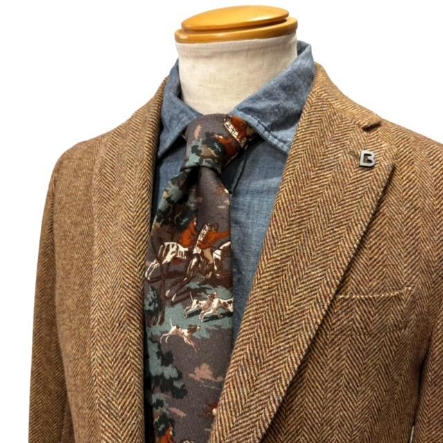 美品　CORSO ROSSO ヘリンボーン テーラードジャケット M イタリア製 美品 CORSO ROSSO ヘリンボーン テーラードジャケット M