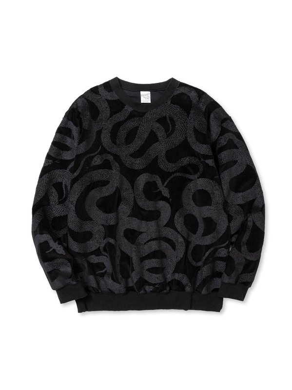 CALEE】(キャリー) ALLOVER SNAKE PATTERN VELOUR CREW NECK SW ベロア