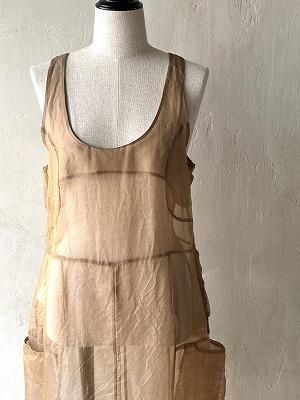 JUN MIKAMI SILK ORGANDY ONE-PEICE col.Beige , DarkBrown JUN MIKAMI SILK ORGANDY ONE-PEICE col.Beige , DarkBrown