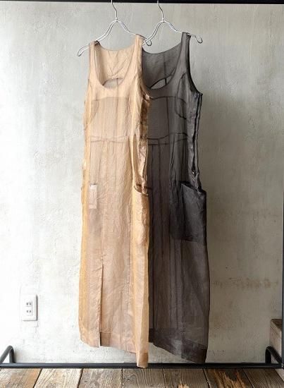 JUN MIKAMI SILK ORGANDY ONE-PEICE col.Beige , DarkBrown JUN MIKAMI SILK ORGANDY ONE-PEICE col.Beige , DarkBrown