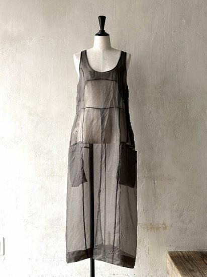 JUN MIKAMI SILK ORGANDY ONE-PEICE col.Beige , DarkBrown JUN MIKAMI SILK ORGANDY ONE-PEICE col.Beige , DarkBrown