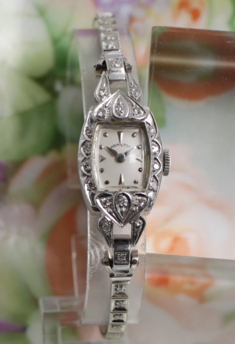 ハミルトン プラチナ・ダイヤブレス レディース アンティーク腕時計