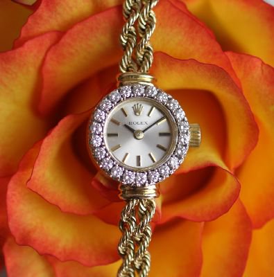 ロレックス ROLEX ダイヤ取り巻き・ベルト一体型 14金イエローゴールド時計