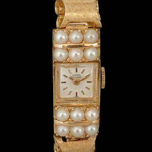 ルシアン ピカール Lucien Piccard　パールとゴールドの　ブレスレット時計　