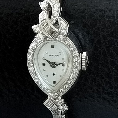 ハミルトン HAMILTON ダイヤモンドプレス レディース時計 | 華やかな輝きを身にまとう - レディース　アンティーク腕時計　プチ・アールデコ